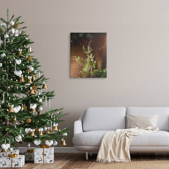 Stupell Industries Winter Snowfall Night Pine Tree Canvas Wall Art